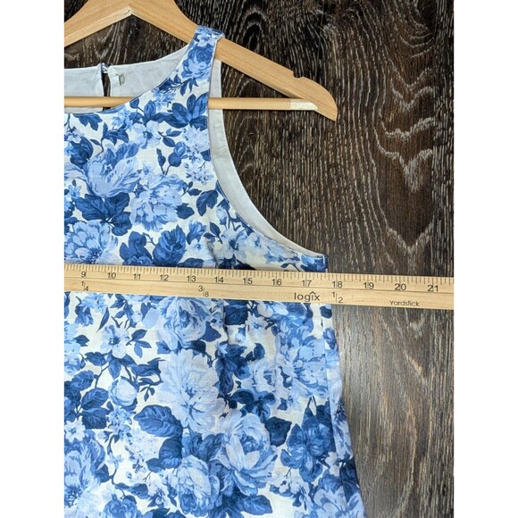 Abercrombie Mini Linen Dress White Blue Floral Size Small - Picture 8 of 9